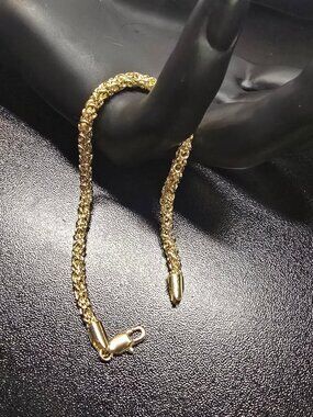 8 Inch Gold Tone Byzantine Chain Bracelet Woven Link Lobster Clasp